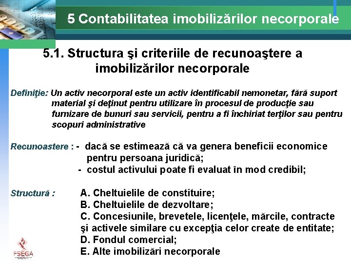 5 Contabilitatea imobilizărilor necorporale 5. 1. Structura şi criteriile de recunoaştere a imobilizărilor necorporale