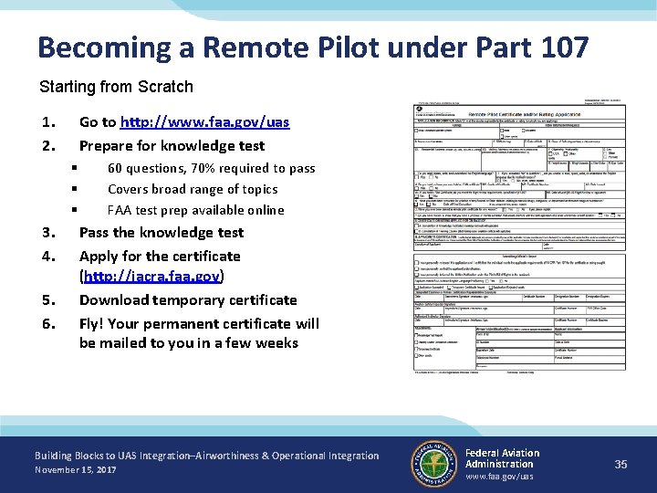 Becoming a Remote Pilot under Part 107 Starting from Scratch 1. 2. Go to