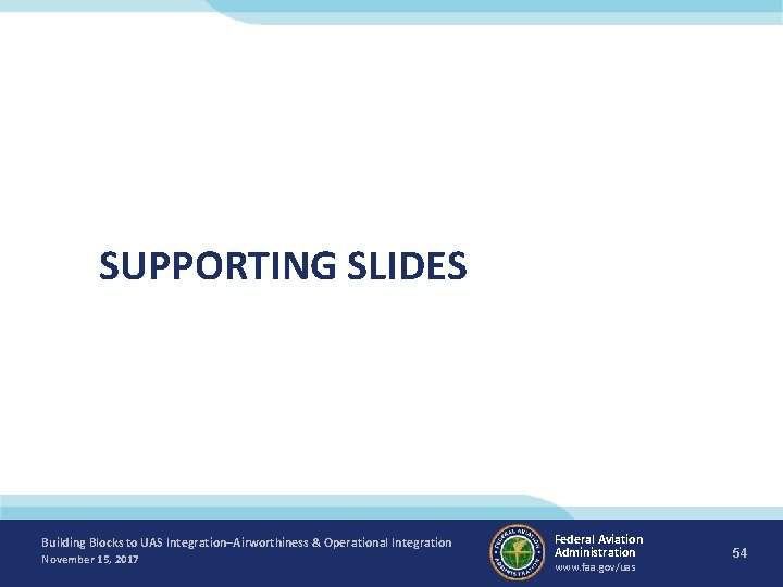 SUPPORTING SLIDES Building Blocks to UAS Integration–Airworthiness & Operational Integration November 15, 2017 Federal