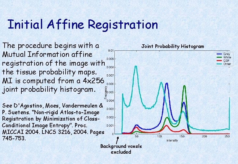 Initial Affine Registration The procedure begins with a Mutual Information affine registration of the