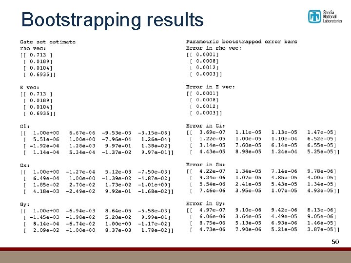 Bootstrapping results 50 