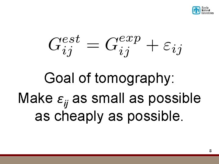 Goal of tomography: Make εij as small as possible as cheaply as possible. 8