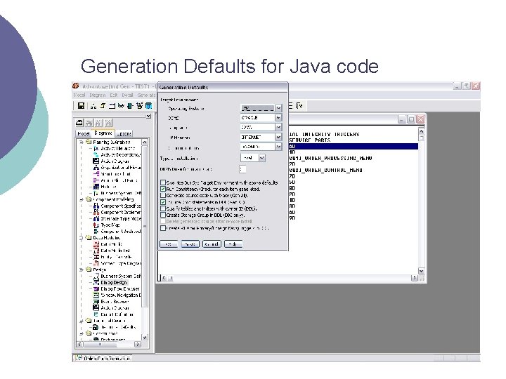 Generation Defaults for Java code 