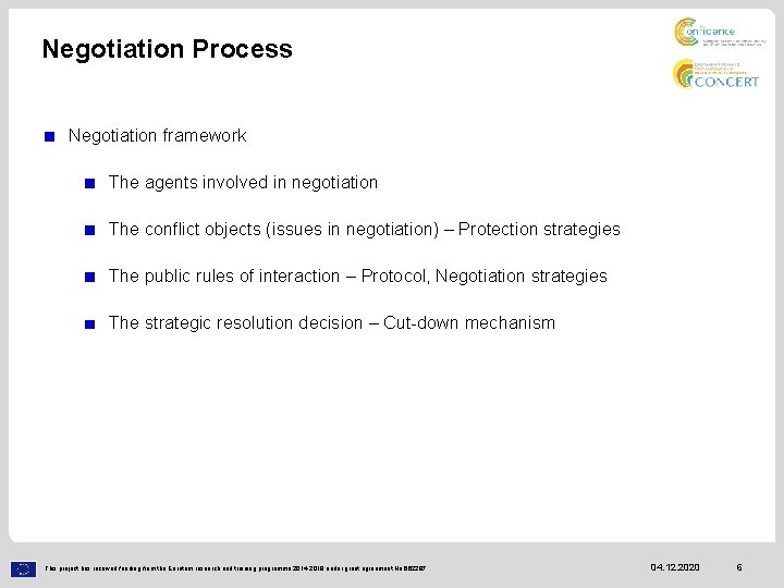Negotiation Process Negotiation framework The agents involved in negotiation The conflict objects (issues in