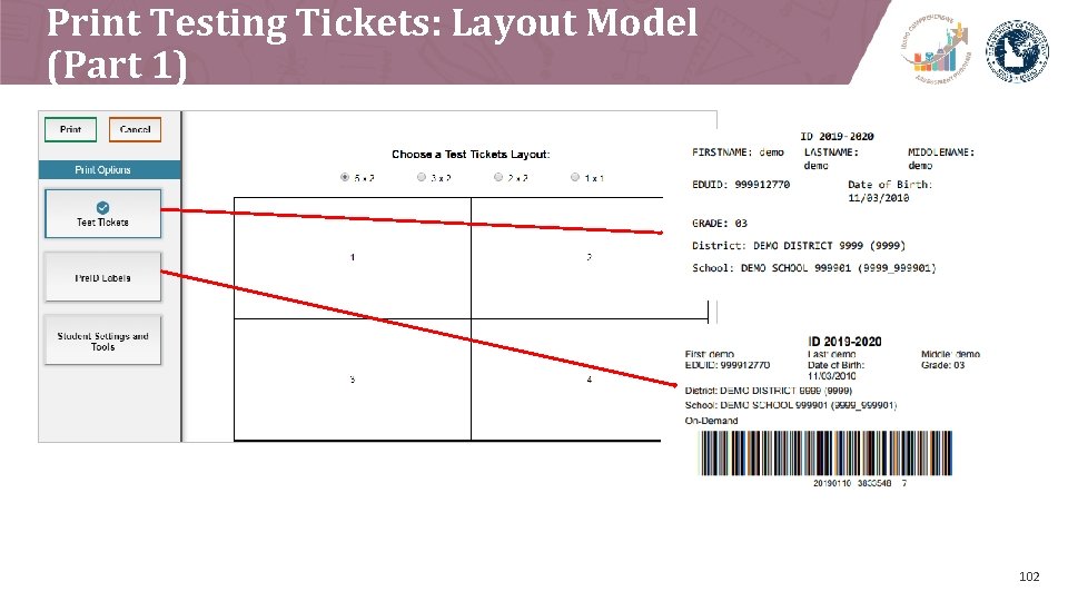 Print Testing Tickets: Layout Model (Part 1) 102 