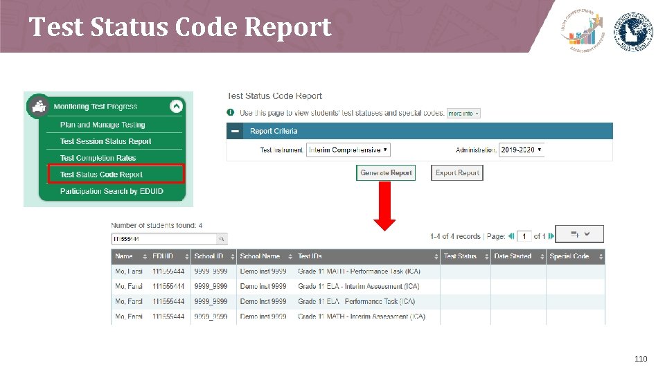 Test Status Code Report 110 