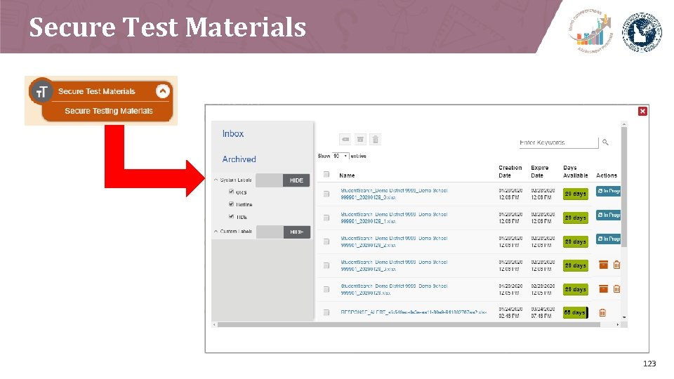 Secure Test Materials 123 