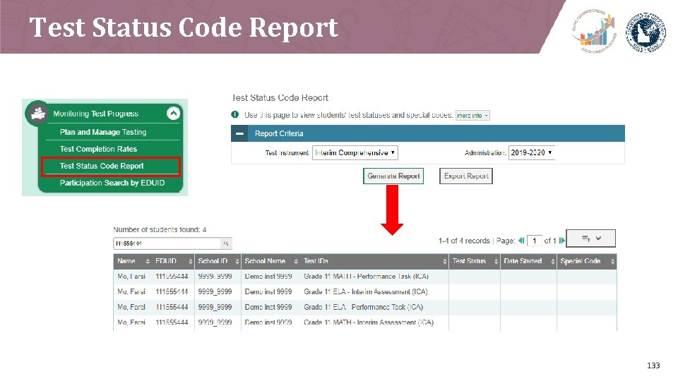 Test Status Code Report 133 