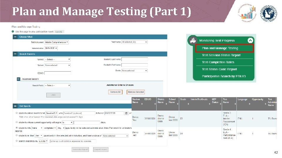 Plan and Manage Testing (Part 1) | 42 42 