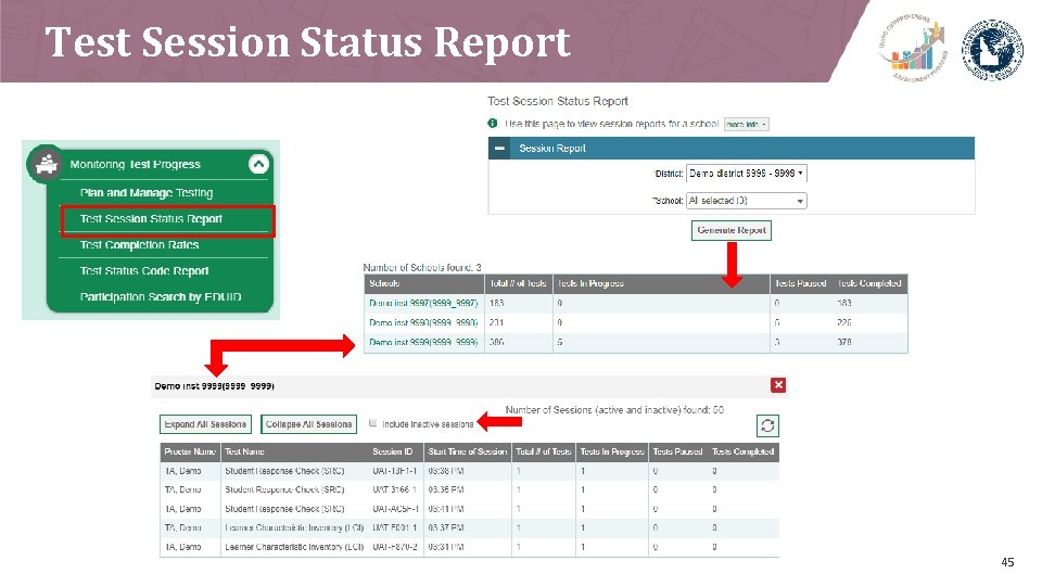 Test Session Status Report 45 