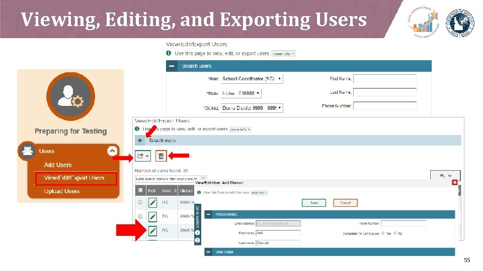 Viewing, Editing, and Exporting Users 55 