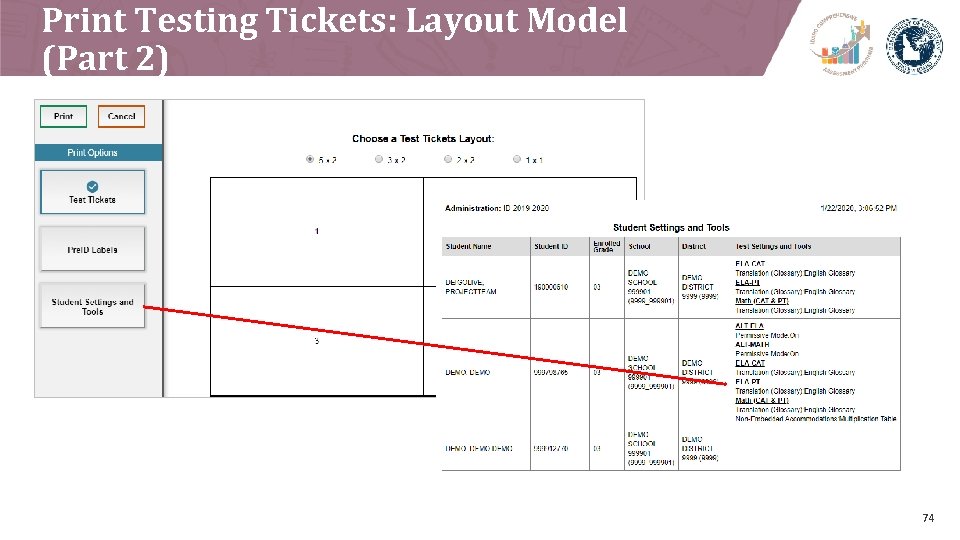 Print Testing Tickets: Layout Model (Part 2) 74 