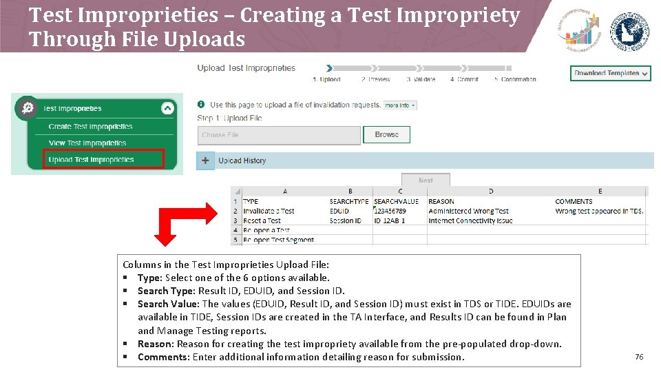 Test Improprieties – Creating a Test Impropriety Through File Uploads Columns in the Test