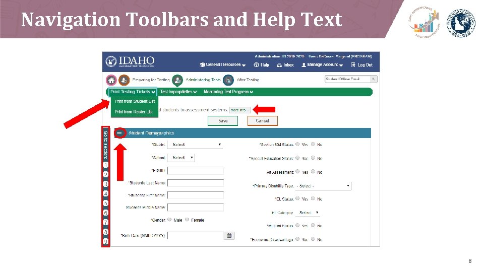 Navigation Toolbars and Help Text 8 