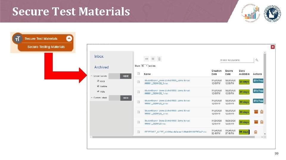 Secure Test Materials 99 