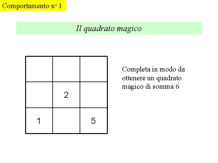 Comportamento no 1 Il quadrato magico Completa in modo da ottenere un quadrato magico