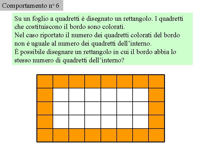 Comportamento no 6 Su un foglio a quadretti è disegnato un rettangolo. I quadretti