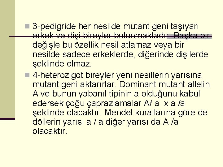 n 3 -pedigride her nesilde mutant geni taşıyan erkek ve dişi bireyler bulunmaktadır. Başka