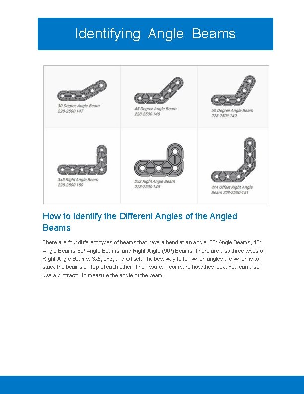 Identifying Angle Beams How to Identify the Different Angles of the Angled Beams There