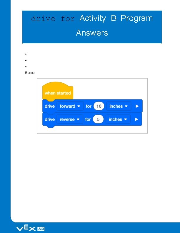 drive for Activity B Program Answers Bonus: 