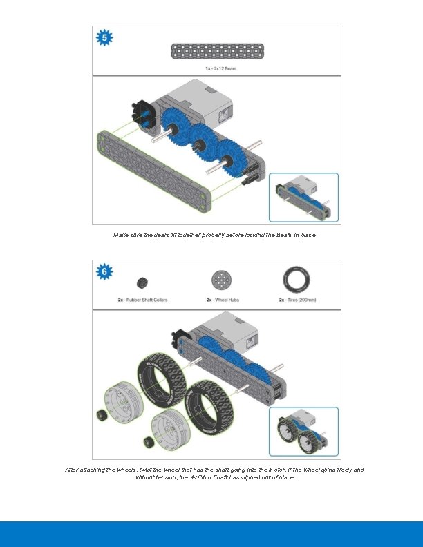 Make sure the gears fit together properly before locking the Beam in place. After