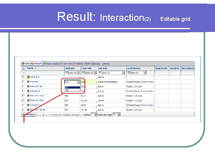 Result: Interaction(2) Editable grid 