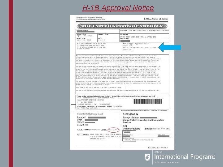 H-1 B Approval Notice 