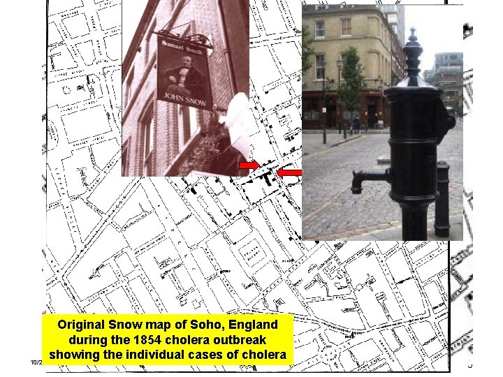 Original Snow map of Soho, England during the 1854 cholera outbreak showing the individual