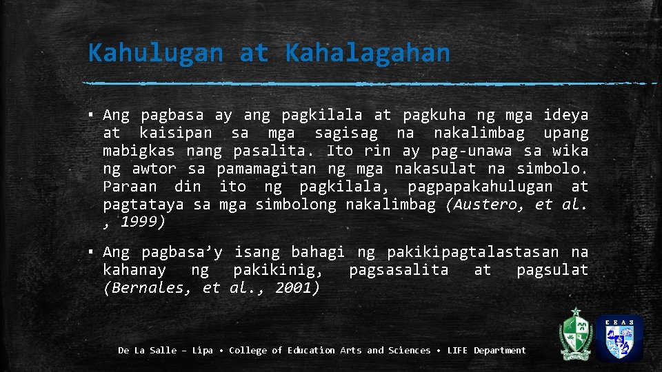 Kahulugan at Kahalagahan ▪ Ang pagbasa ay ang pagkilala at pagkuha ng mga ideya