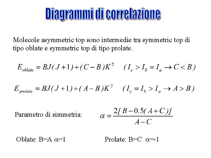 Molecole asymmetric top sono intermedie tra symmetric top di tipo oblate e symmetric top