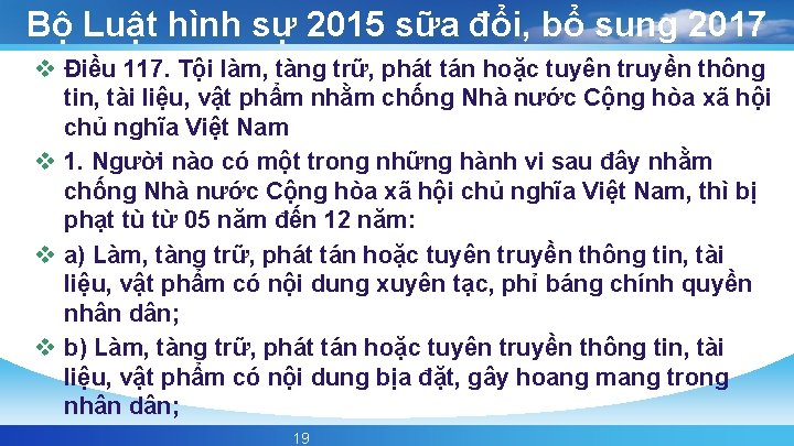 Bộ Luật hình sự 2015 sữa đổi, bổ sung 2017 v Điều 117. Tội