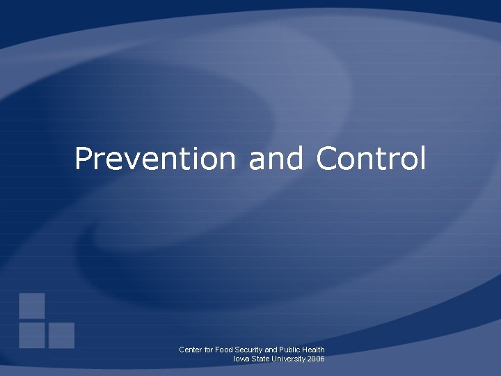 Prevention and Control Center for Food Security and Public Health Iowa State University 2006