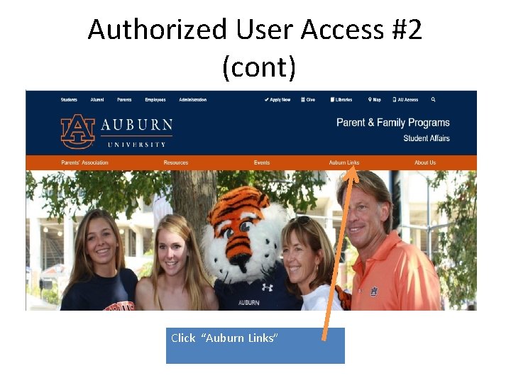 Authorized User Access #2 (cont) Click “Auburn Links” 