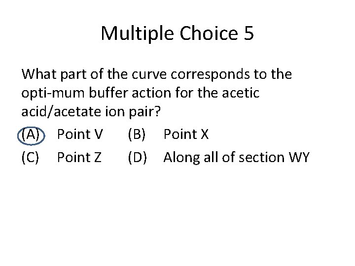 Multiple Choice 5 What part of the curve corresponds to the opti mum buffer