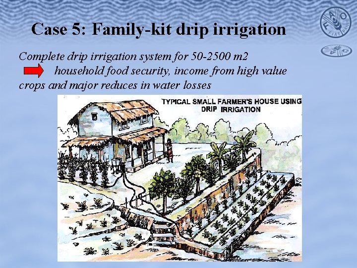 Case 5: Family-kit drip irrigation Complete drip irrigation system for 50 -2500 m 2