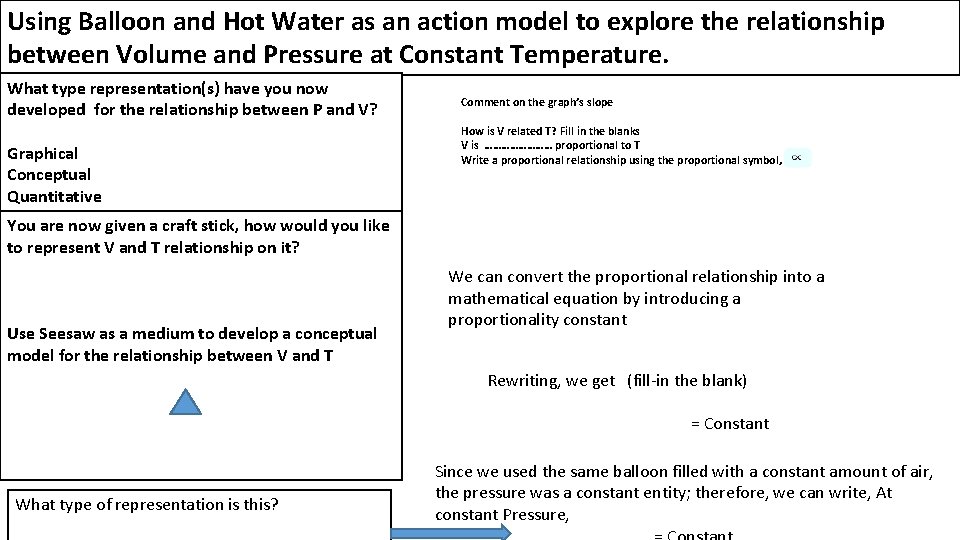 Using Balloon and Hot Water as an action model to explore the relationship between