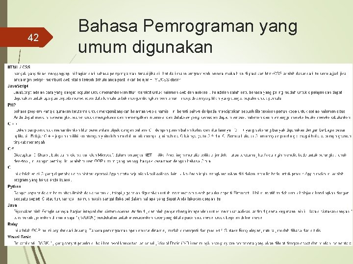 42 Bahasa Pemrograman yang umum digunakan 