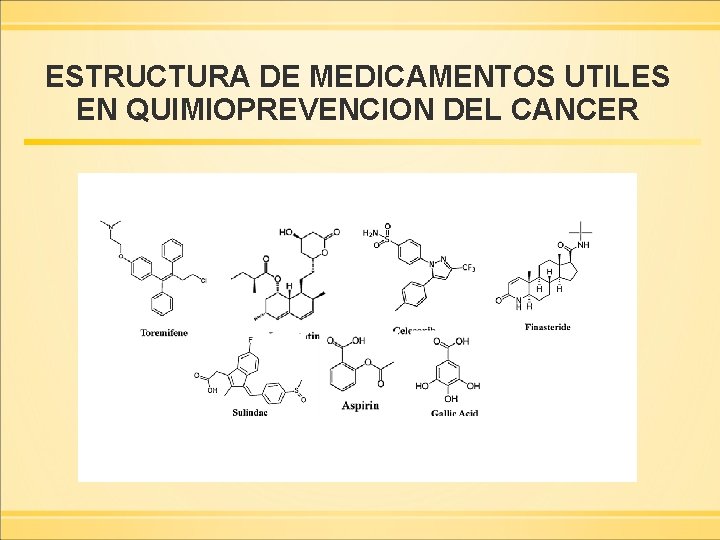 ESTRUCTURA DE MEDICAMENTOS UTILES EN QUIMIOPREVENCION DEL CANCER 