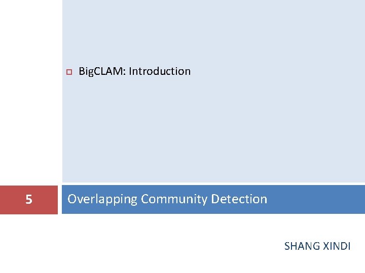  5 Big. CLAM: Introduction Overlapping Community Detection SHANG XINDI 