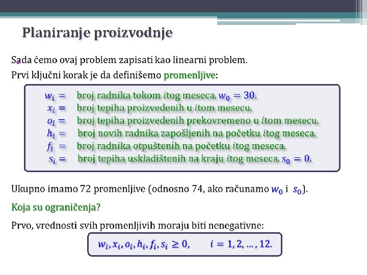 Planiranje proizvodnje • 