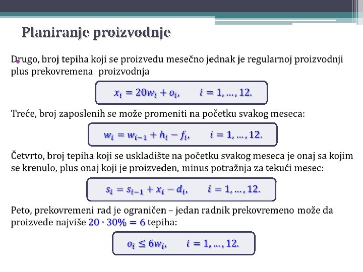 Planiranje proizvodnje • 