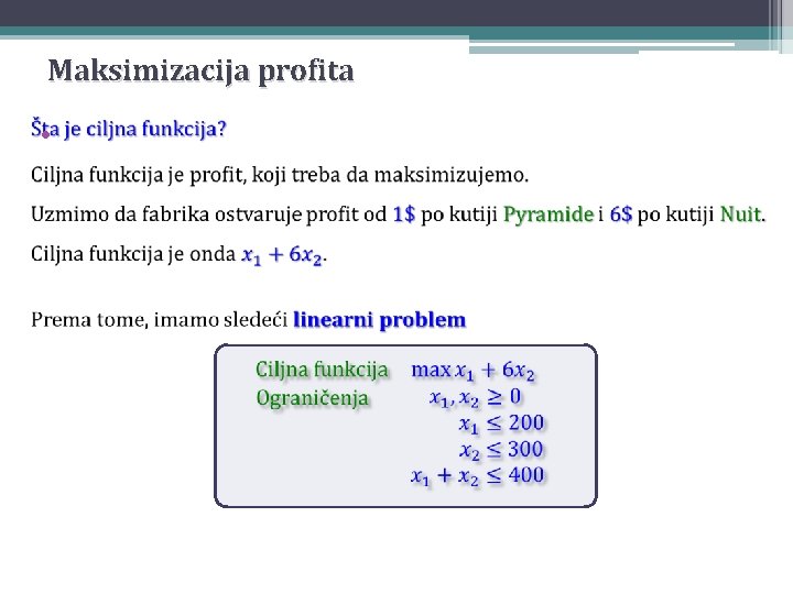 Maksimizacija profita • 