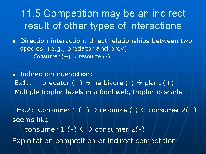 11. 5 Competition may be an indirect result of other types of interactions n