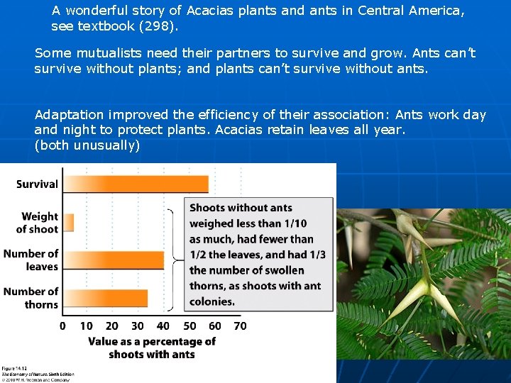 A wonderful story of Acacias plants and ants in Central America, see textbook (298).
