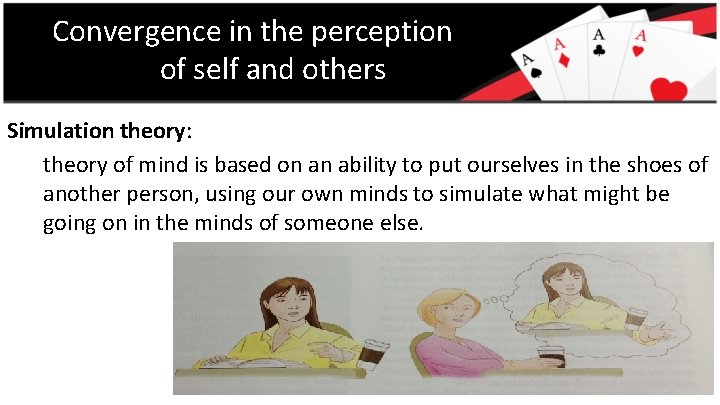 Convergence in the perception of self and others Simulation theory: theory of mind is