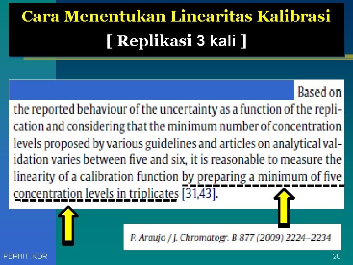 Cara Menentukan Linearitas Kalibrasi [ Replikasi 3 kali ] PERHIT. KDR 20 