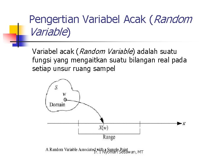 Pengertian Variabel Acak (Random Variable) Variabel acak (Random Variable) adalah suatu fungsi yang mengaitkan