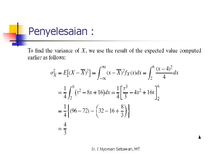 Penyelesaian : Ir. I Nyoman Setiawan, MT 