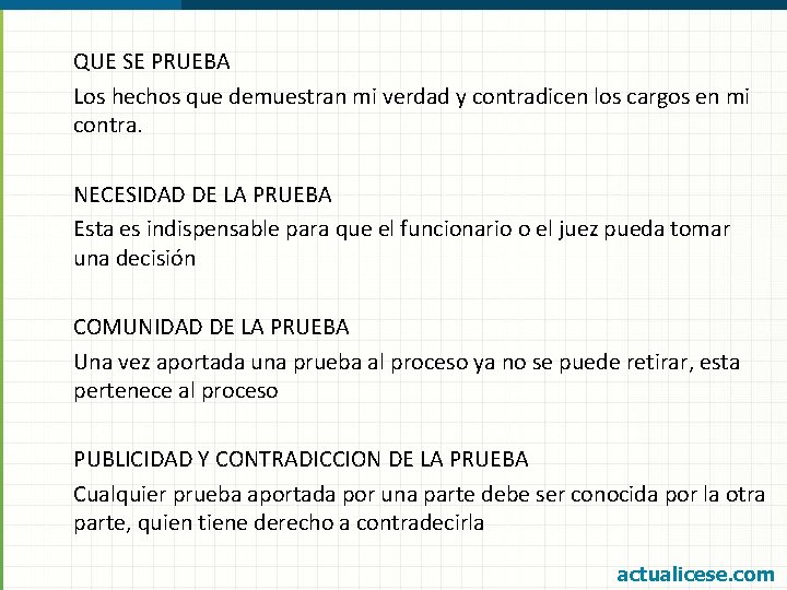 QUE SE PRUEBA Los hechos que demuestran mi verdad y contradicen los cargos en