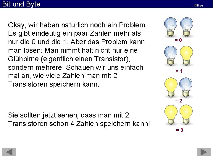 Bit und Byte Okay, wir haben natürlich noch ein Problem. Es gibt eindeutig ein